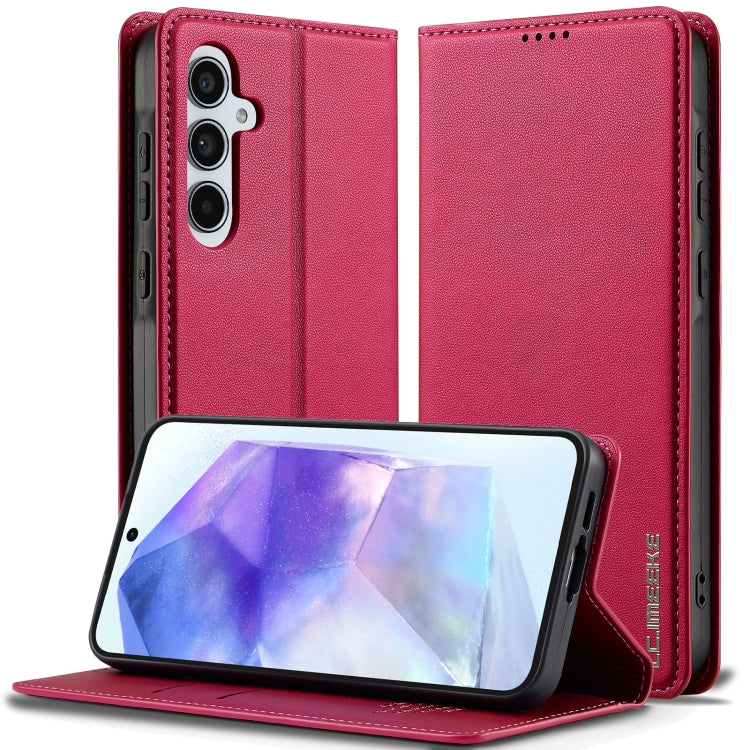 For Samsung Galaxy S24 FE 5G LC.IMEEKE L1 Series Frosted Fine Texture PU Phone Case(Red) - Galaxy S24 FE 5G Cases by LC.IMEEKE | Online Shopping UK | buy2fix