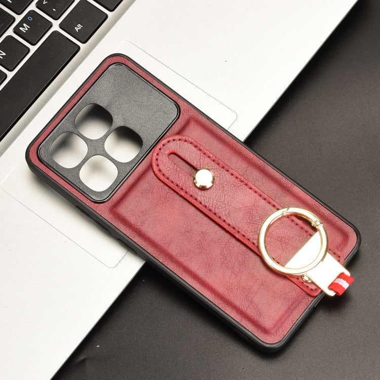 For Redmi K70 Ultra Wristband Leather Back Phone Case(Red) - Xiaomi Cases by buy2fix | Online Shopping UK | buy2fix