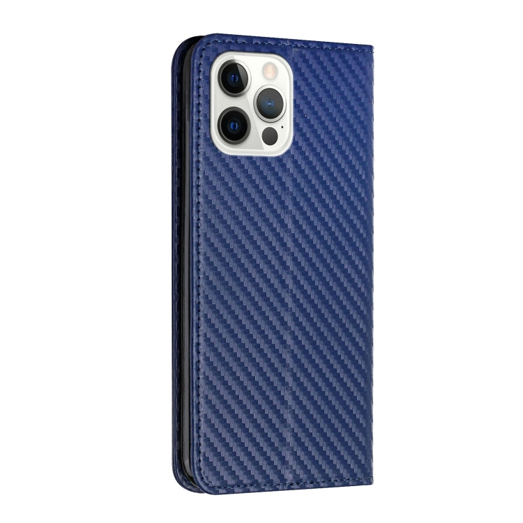 For iPhone 16 Pro Max Carbon Fiber Texture Magnetic Flip Leather Phone Case(Blue) - iPhone 16 Pro Max Cases by buy2fix | Online Shopping UK | buy2fix