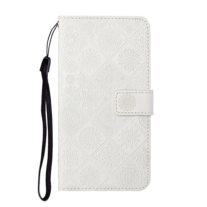 For Samsung Galaxy S25+ 5G Ethnic Style Embossed Pattern Leather Phone Case(White) - Galaxy S25+ 5G Cases by buy2fix | Online Shopping UK | buy2fix