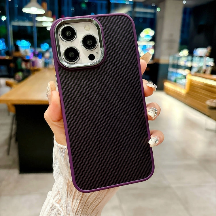 For iPhone 14 Pro Carbon Fiber Texture MagSafe Magnetic Shockproof Phone Case(Purple) - iPhone 14 Pro Cases by buy2fix | Online Shopping UK | buy2fix