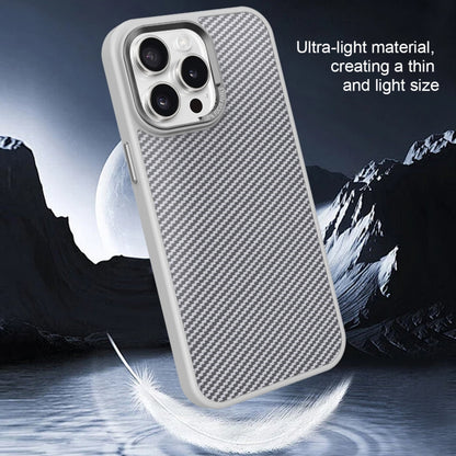 For iPhone 14 Plus Carbon Fiber Texture MagSafe Magnetic Shockproof Phone Case(Grey) - iPhone 14 Plus Cases by buy2fix | Online Shopping UK | buy2fix