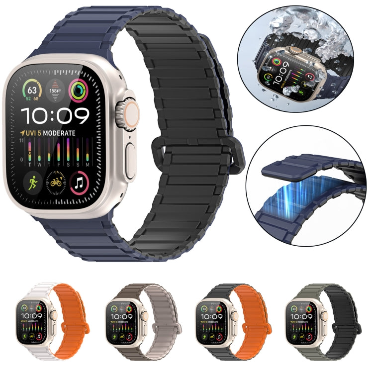 For Apple Watch Series 3 42mm DUX DUCIS KJ Series Magnetic Buckle Silicone Watch Band(Black Orange) - Watch Bands by DUX DUCIS | Online Shopping UK | buy2fix