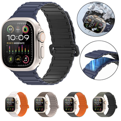 For Apple Watch Series 7 45mm DUX DUCIS KJ Series Magnetic Buckle Silicone Watch Band(Starlight Orange) - Watch Bands by DUX DUCIS | Online Shopping UK | buy2fix