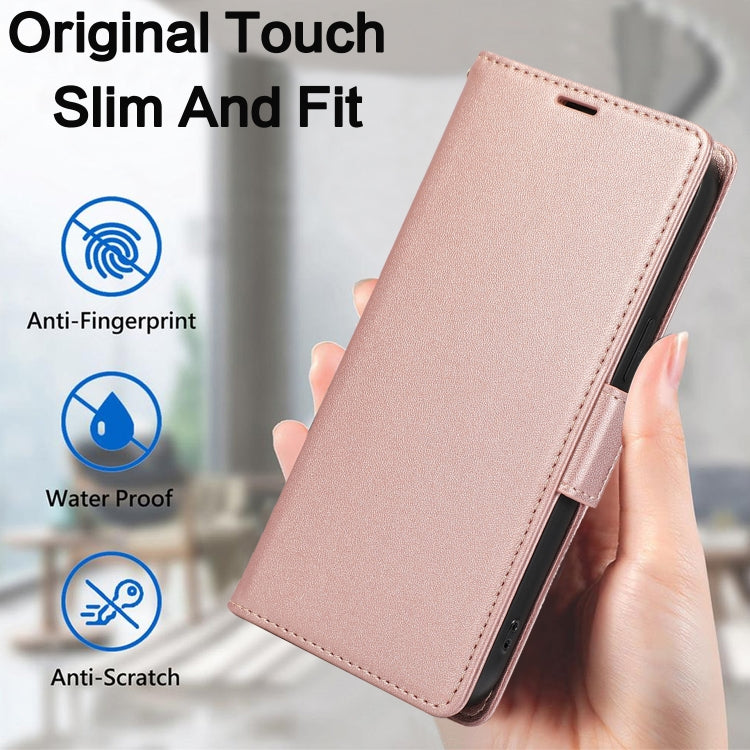 For iPhone 16 Pro Side Buckle RFID Anti-theft Leather Phone Case(Rose Gold) - iPhone 16 Pro Cases by buy2fix | Online Shopping UK | buy2fix