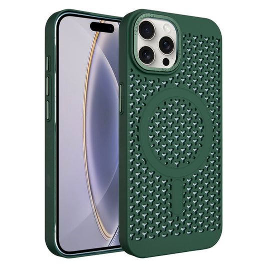 For iPhone 16 Pro Max Ice Feeling Cooling MagSafe Magnetic Phone Case(Dark Green) - iPhone 16 Pro Max Cases by buy2fix | Online Shopping UK | buy2fix