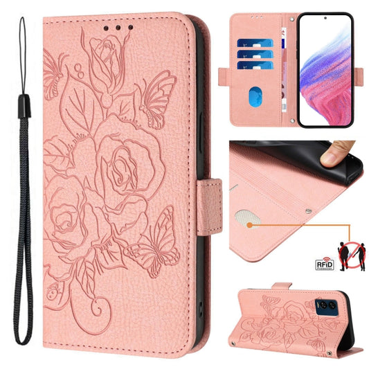 For Nothing CMF Phone 1 Embossed Rose RFID Anti-theft Leather Phone Case(Pink) - More Brand by buy2fix | Online Shopping UK | buy2fix