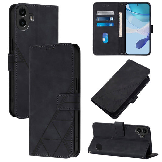 For Nothing CMF Phone 1 Crossbody 3D Embossed Flip Leather Phone Case(Black) - More Brand by buy2fix | Online Shopping UK | buy2fix