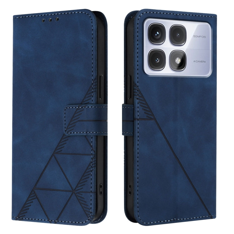 For Redmi K70 Ultra 5G Global Crossbody 3D Embossed Flip Leather Phone Case(Blue) - Xiaomi Cases by buy2fix | Online Shopping UK | buy2fix