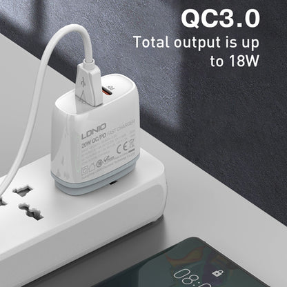 LDNIO Q229 QC3.0 / PD20W USB + Type-C Fast Charger with 1m Type-C to 8 Pin Cable, Plug Type:US Plug(White) - USB Charger by LDNIO | Online Shopping UK | buy2fix