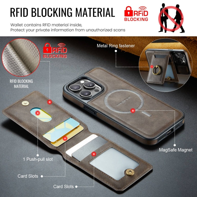 For iPhone 15 Pro Max DG.MING K1 MagSafe Detachable Wallet RFID Back Cover Phone Case(Coffee) - iPhone 15 Pro Max Cases by DG.MING | Online Shopping UK | buy2fix