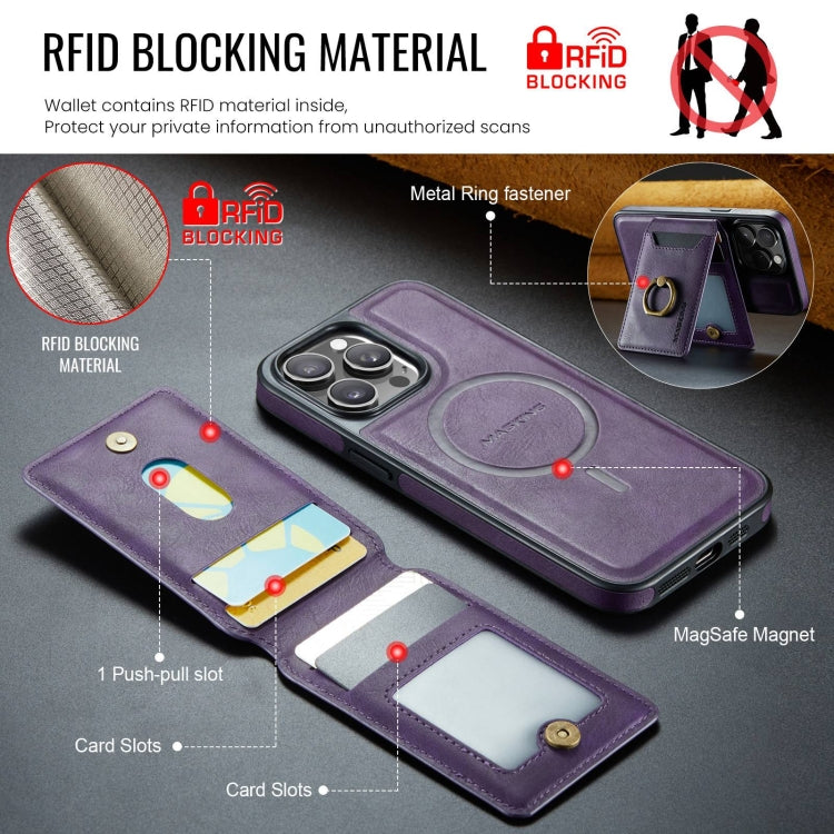 For iPhone 14 Pro Max DG.MING K1 MagSafe Detachable Wallet RFID Back Cover Phone Case(Purple) - iPhone 14 Pro Max Cases by DG.MING | Online Shopping UK | buy2fix