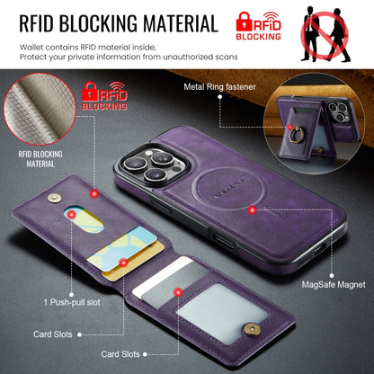 For iPhone 16 Pro DG.MING K1 MagSafe Detachable Wallet RFID Back Cover Phone Case(Purple) - iPhone 16 Pro Cases by DG.MING | Online Shopping UK | buy2fix