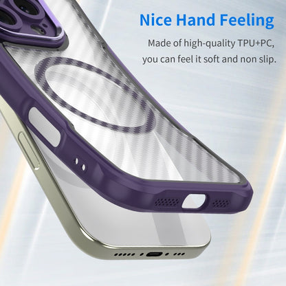 For Samsung Galaxy S23 5G Carbon Fiber Texture MagSafe Translucent Phone Case(Purple) - Galaxy S23 5G Cases by buy2fix | Online Shopping UK | buy2fix