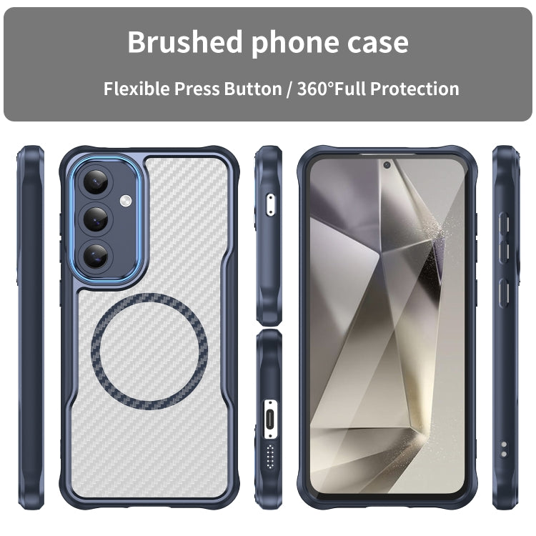 For Samsung Galaxy S24 FE 5G Carbon Fiber Texture MagSafe Translucent Phone Case(Blue) - Galaxy S24 FE 5G Cases by buy2fix | Online Shopping UK | buy2fix