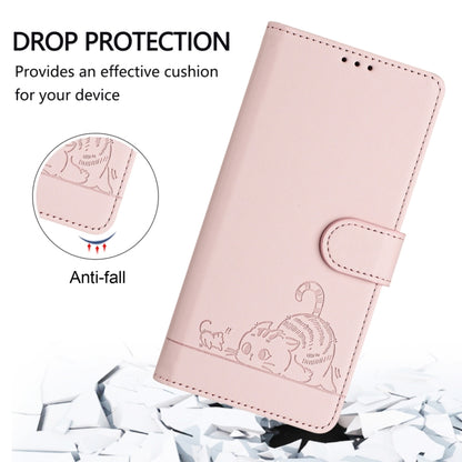 For Samsung Galaxy S25 Ultra 5G Cat Rat Embossed RFID Leather Phone Case with Lanyard(Pink) - Galaxy S25 Ultra 5G Cases by buy2fix | Online Shopping UK | buy2fix