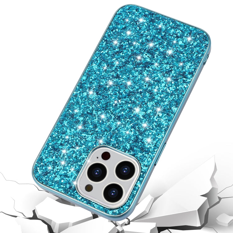 For iPhone 16 Pro Max Glitter Powder Shockproof TPU Phone Case(Blue) - iPhone 16 Pro Max Cases by buy2fix | Online Shopping UK | buy2fix