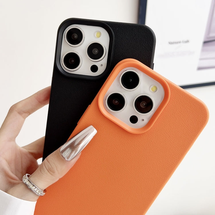 For iPhone 16 Plus Leather Texture TPU Full Coverage Phone Case(Orange) - iPhone 16 Plus Cases by buy2fix | Online Shopping UK | buy2fix