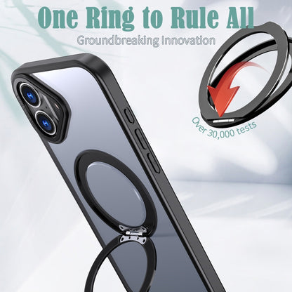 For iPhone 16 Plus Wing Series MagSafe Magnetic Ring Holder Phone Case(Black) - iPhone 16 Plus Cases by buy2fix | Online Shopping UK | buy2fix