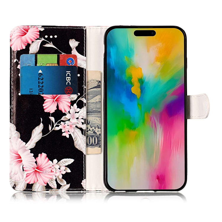 For iPhone 16 Plus Colored Drawing Marble Pattern Leather Phone Case(Azalea) - iPhone 16 Plus Cases by buy2fix | Online Shopping UK | buy2fix