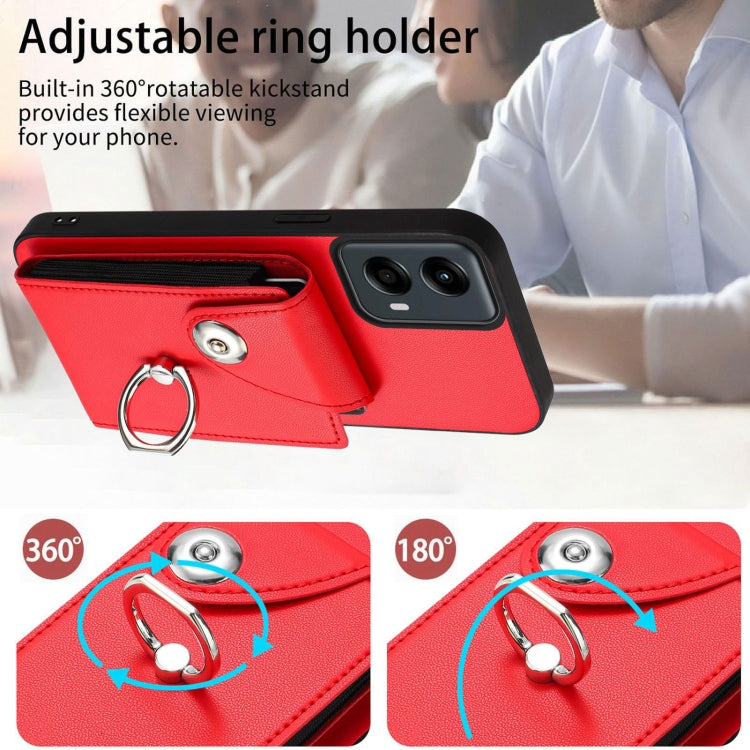 For Motorola Moto G 5G 2024 Organ Card Bag Ring Holder Phone Case(Red) - Motorola Cases by buy2fix | Online Shopping UK | buy2fix