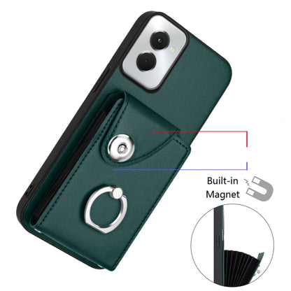 For Motorola Moto G Power 2024 5G Organ Card Bag Ring Holder Phone Case(Green) - Motorola Cases by buy2fix | Online Shopping UK | buy2fix