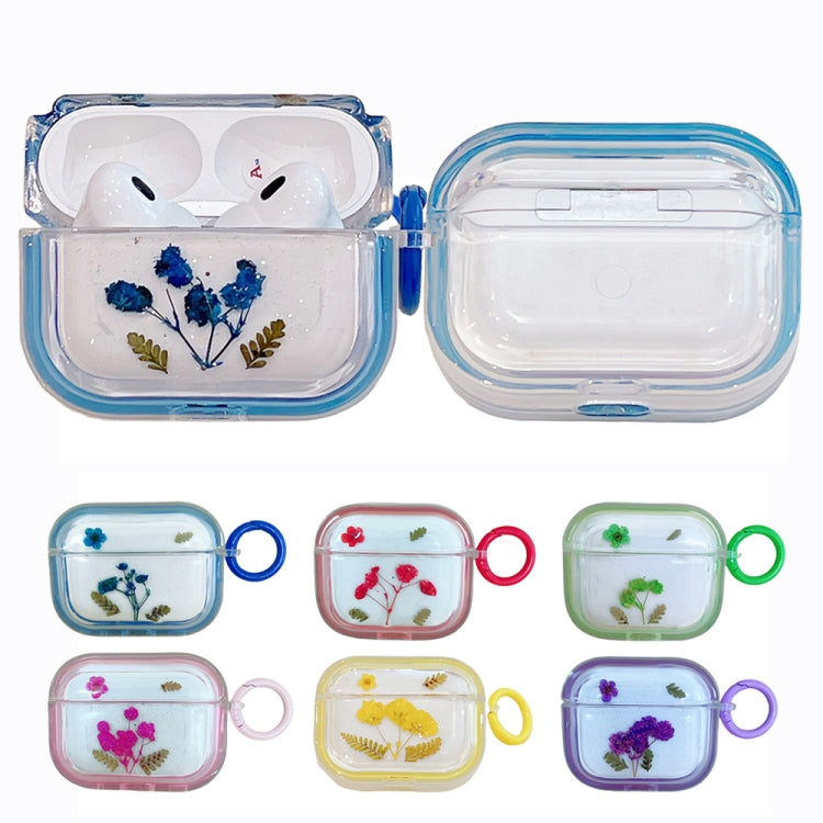 For AirPods Pro Glitter Starry Epoxy Dried Flowers Earbuds Box TPU Case(Light Blue) - For AirPods Pro by buy2fix | Online Shopping UK | buy2fix