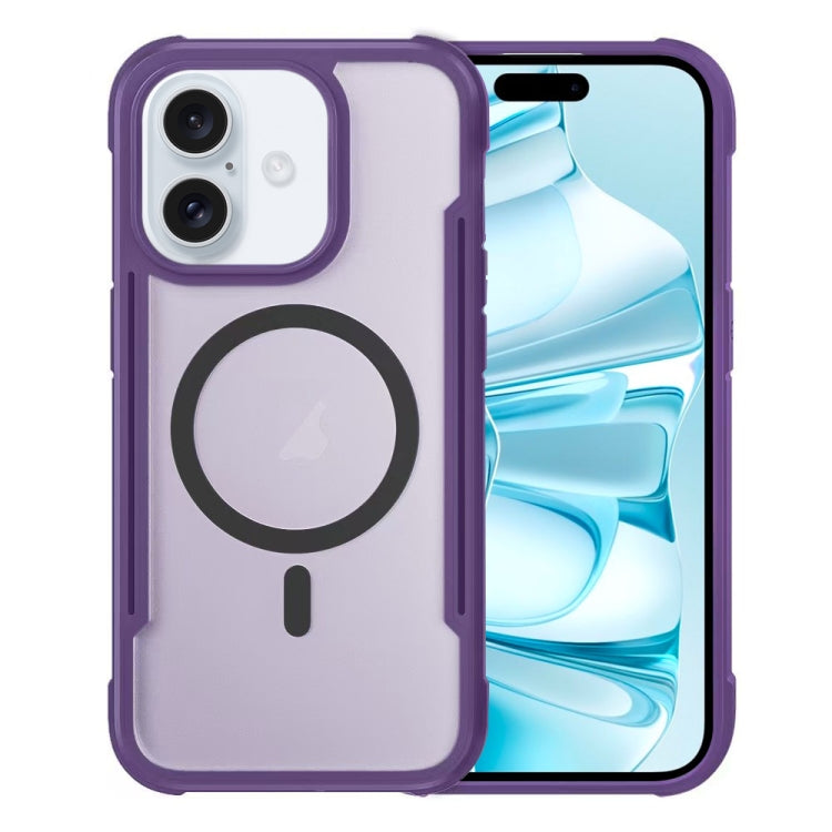 For iPhone 16 Plus Skin Feel Frosted MagSafe Magnetic PC Hybrid TPU Phone Case(Purple) - iPhone 16 Plus Cases by buy2fix | Online Shopping UK | buy2fix