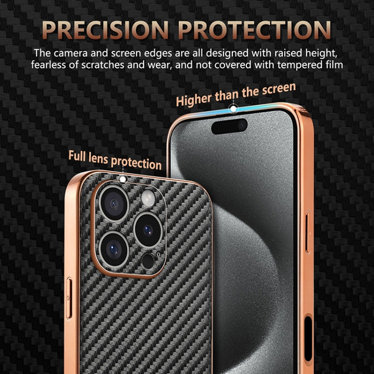 For iPhone 16 Pro Max AZNS Electroplated Edge Carbon Fiber Texture Phone Case(Black) - iPhone 16 Pro Max Cases by AZNS | Online Shopping UK | buy2fix