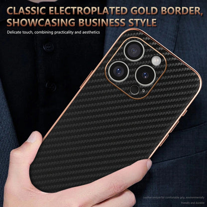 For iPhone 16 Pro Max AZNS Electroplated Edge Carbon Fiber Texture Phone Case(Blue) - iPhone 16 Pro Max Cases by AZNS | Online Shopping UK | buy2fix