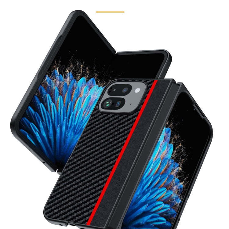 For Google Pixel 9 Pro Fold Ultra-thin Carbon Fiber Texture Printing Phone Case(Black Red) - Google Cases by buy2fix | Online Shopping UK | buy2fix