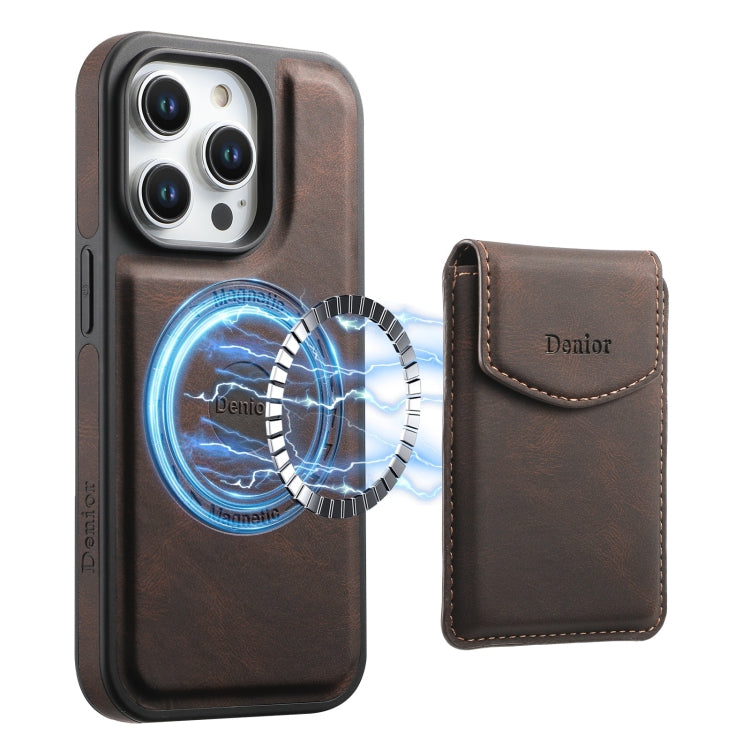 For iPhone 13 Pro Denior D19 Skin Feel MagSafe Detachable Card Slot Phone Case(Brown) - iPhone 13 Pro Cases by Denior | Online Shopping UK | buy2fix