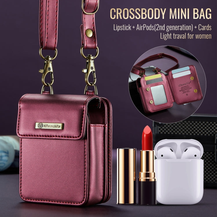 CaseMe Me50 Mini Universal Bag for Apple and Samsung Headphones + Lipstick(Wine Red) - For AirPods 1/2 by CaseMe | Online Shopping UK | buy2fix