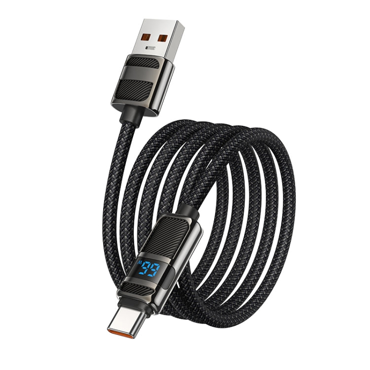 hoco U137 USB to USB-C / Type-C 5A Line Charging Data Cable with Display, Length:1.2m(Black) - USB-C & Type-C Cable by hoco | Online Shopping UK | buy2fix