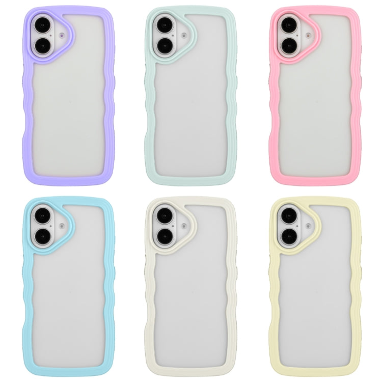 For iPhone 16 Plus Candy Color Wave TPU Clear PC Phone Case(Blue) - iPhone 16 Plus Cases by buy2fix | Online Shopping UK | buy2fix