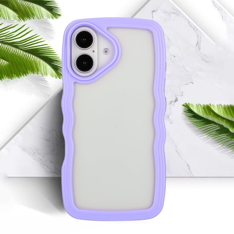 For iPhone 16 Plus Candy Color Wave TPU Clear PC Phone Case(Purple) - iPhone 16 Plus Cases by buy2fix | Online Shopping UK | buy2fix