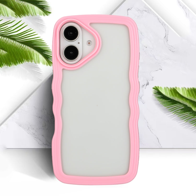 For iPhone 16 Plus Candy Color Wave TPU Clear PC Phone Case(Pink) - iPhone 16 Plus Cases by buy2fix | Online Shopping UK | buy2fix