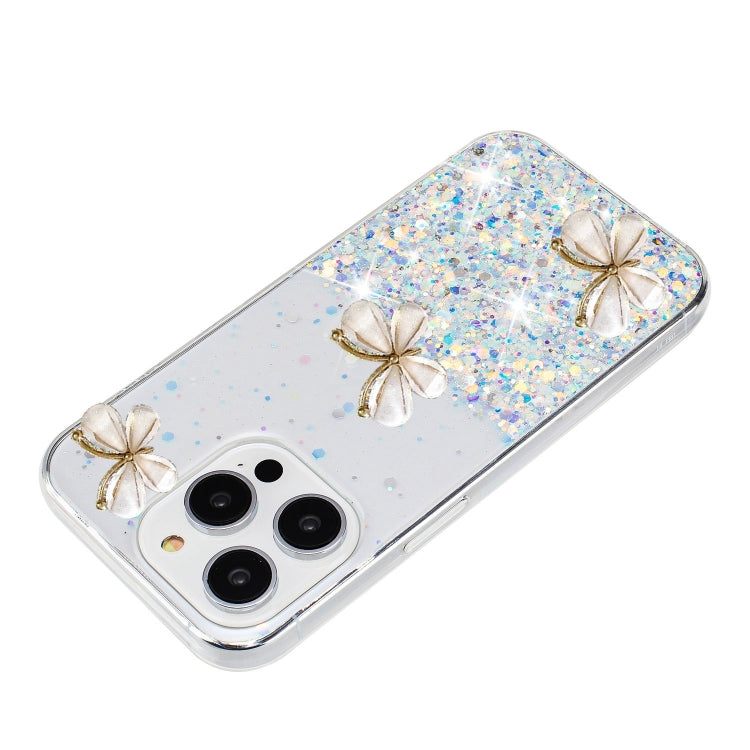 For iPhone 16 Pro Luminous Starry Sky Glitter Butterfly TPU Phone Case(White) - iPhone 16 Pro Cases by buy2fix | Online Shopping UK | buy2fix