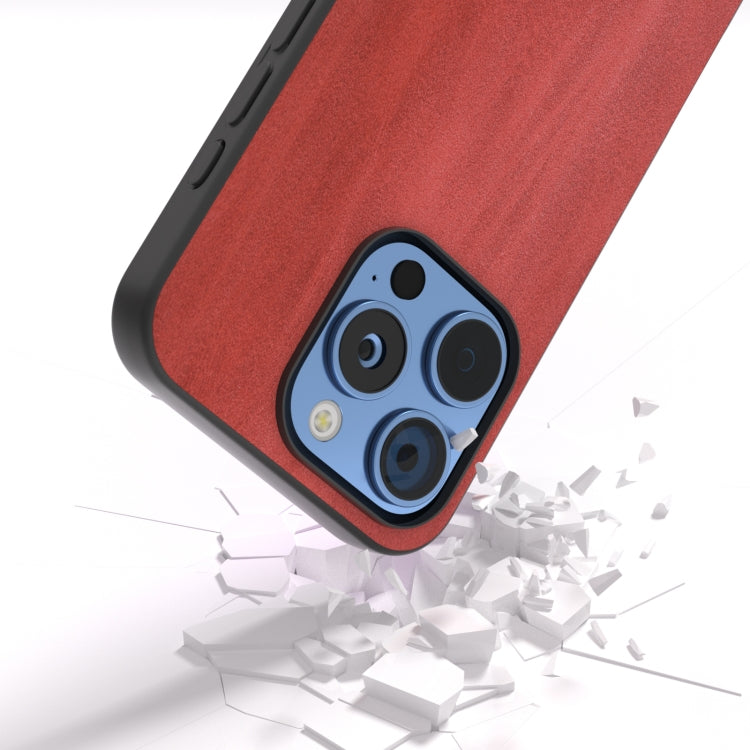 For iPhone 16 Pro Black Frame Two-color Calf Texture PU Phone Case(Red) - iPhone 16 Pro Cases by buy2fix | Online Shopping UK | buy2fix