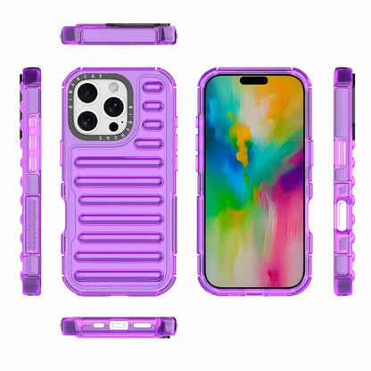 For iPhone 16 Pro High Transparency TPU Hybrid PC Airbag Phone Case(Transparent Purple) - iPhone 16 Pro Cases by buy2fix | Online Shopping UK | buy2fix