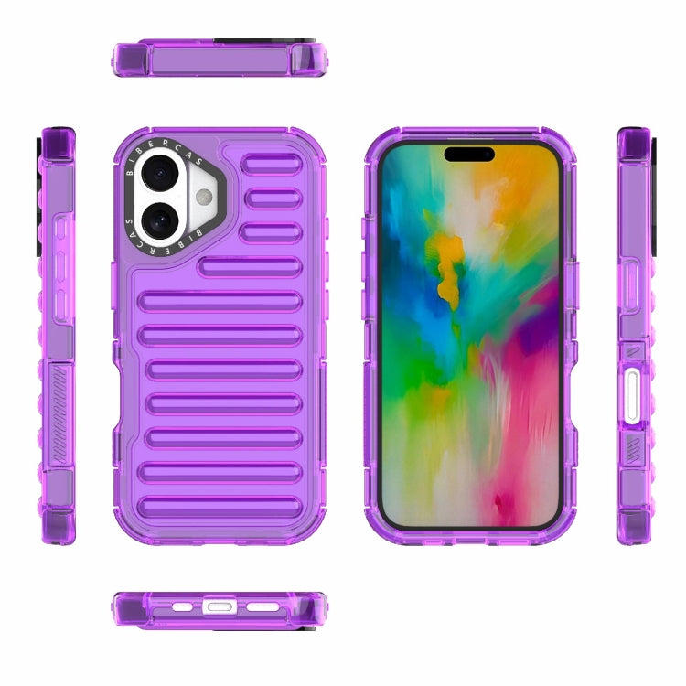 For iPhone 16 Plus High Transparency TPU Hybrid PC Airbag Phone Case(Transparent Purple) - iPhone 16 Plus Cases by buy2fix | Online Shopping UK | buy2fix