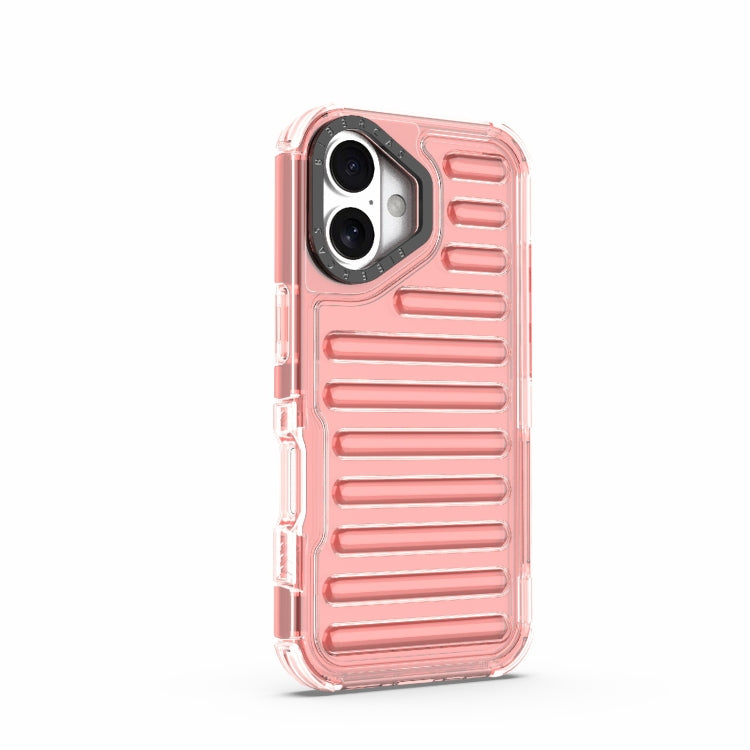 For iPhone 16 High Transparency TPU Hybrid PC Airbag Phone Case(Peach Red) - iPhone 16 Cases by buy2fix | Online Shopping UK | buy2fix