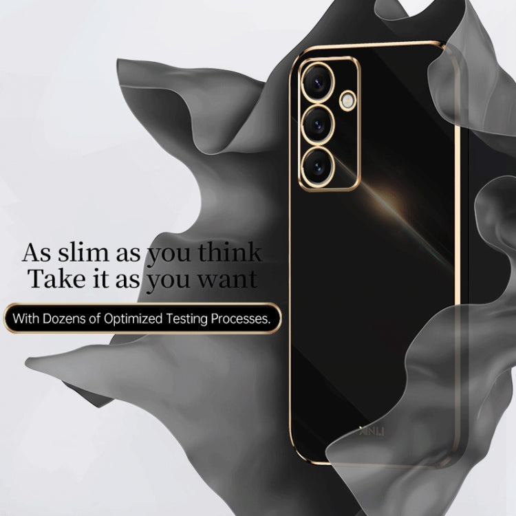 For Samsung Galaxy S24 FE 5G XINLI Straight 6D Plating Gold Edge TPU Phone Case(Black) - Galaxy S24 FE 5G Cases by XINLI | Online Shopping UK | buy2fix