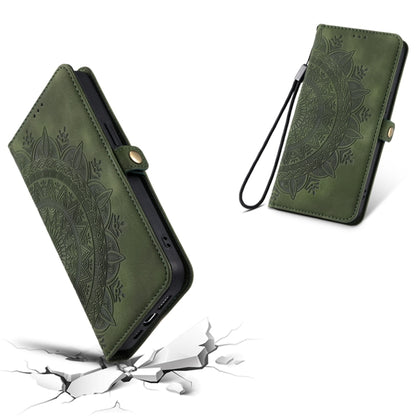 For iPhone 16 Pro Skin Feel Totem Embossed Leather Phone Case(Deep Green) - iPhone 16 Pro Cases by buy2fix | Online Shopping UK | buy2fix