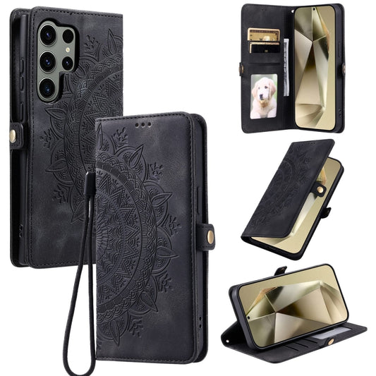 For Samsung Galaxy S25 Ultra 5G Skin Feel Totem Embossed Leather Phone Case(Black) - Galaxy S25 Ultra 5G Cases by buy2fix | Online Shopping UK | buy2fix