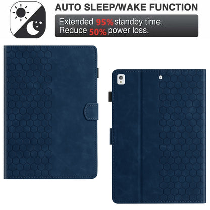 For Samsung Galaxy Tab S6 Lite P610 Honeycomb Embossed Leather Smart Tablet Case(Blue) - Tab S6 Lite P610 / P615 by buy2fix | Online Shopping UK | buy2fix