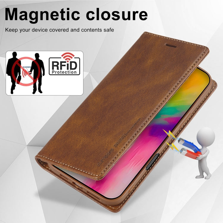 For iPhone 16 Pro Max LC.IMEEKE RFID Anti-theft Leather Phone Case(Brown) - iPhone 16 Pro Max Cases by LC.IMEEKE | Online Shopping UK | buy2fix