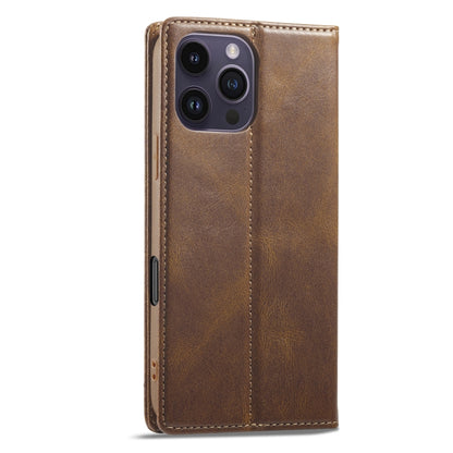 For iPhone 16 Pro LC.IMEEKE RFID Anti-theft Leather Phone Case(Brown) - iPhone 16 Pro Cases by LC.IMEEKE | Online Shopping UK | buy2fix