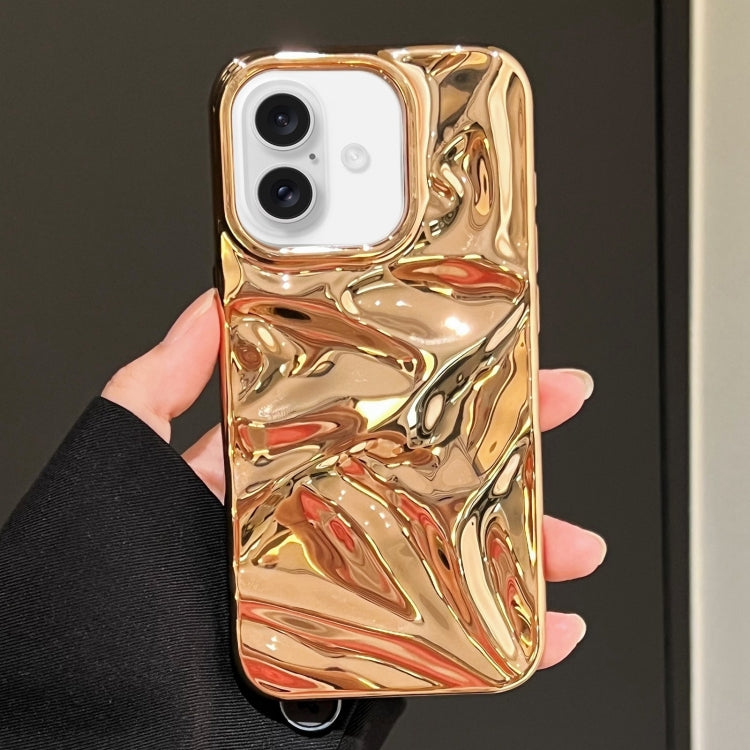 For iPhone 16 Plus Water Ripple Electroplating Paint TPU Phone Case(Bright Gold) - iPhone 16 Plus Cases by buy2fix | Online Shopping UK | buy2fix