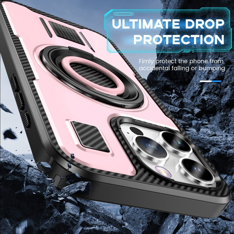 For iPhone 16 Pro Max Ring Holder Carbon Fiber PC Hybrid TPU Phone Case(Rose Gold) - iPhone 16 Pro Max Cases by buy2fix | Online Shopping UK | buy2fix